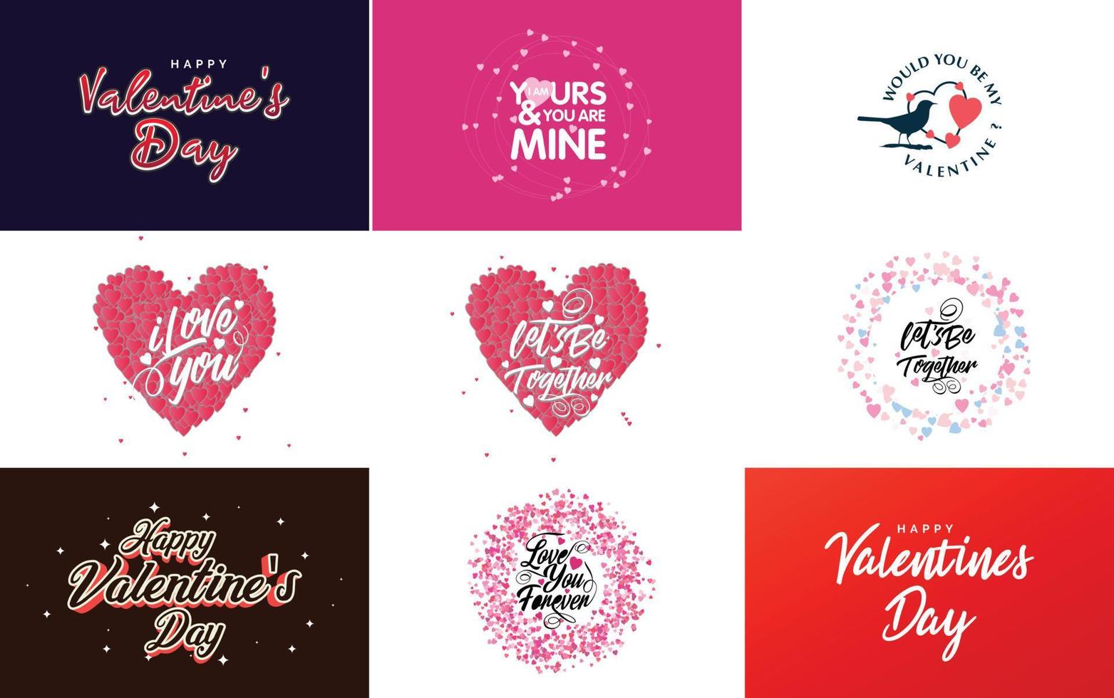 Happy Valentine's Day greeting card template with a romantic theme and a red color scheme vector