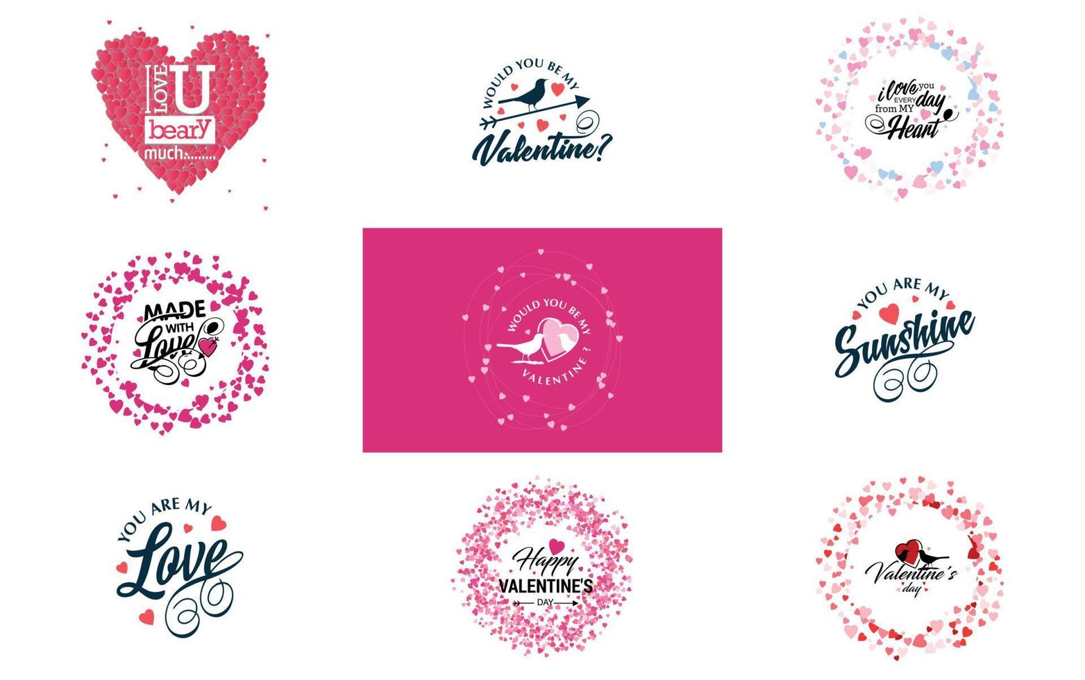 Love word hand-drawn lettering and calligraphy with cute heart on red. white. and pink background Valentine's Day template or background suitable for use in Love and Valentine's Day concept vector