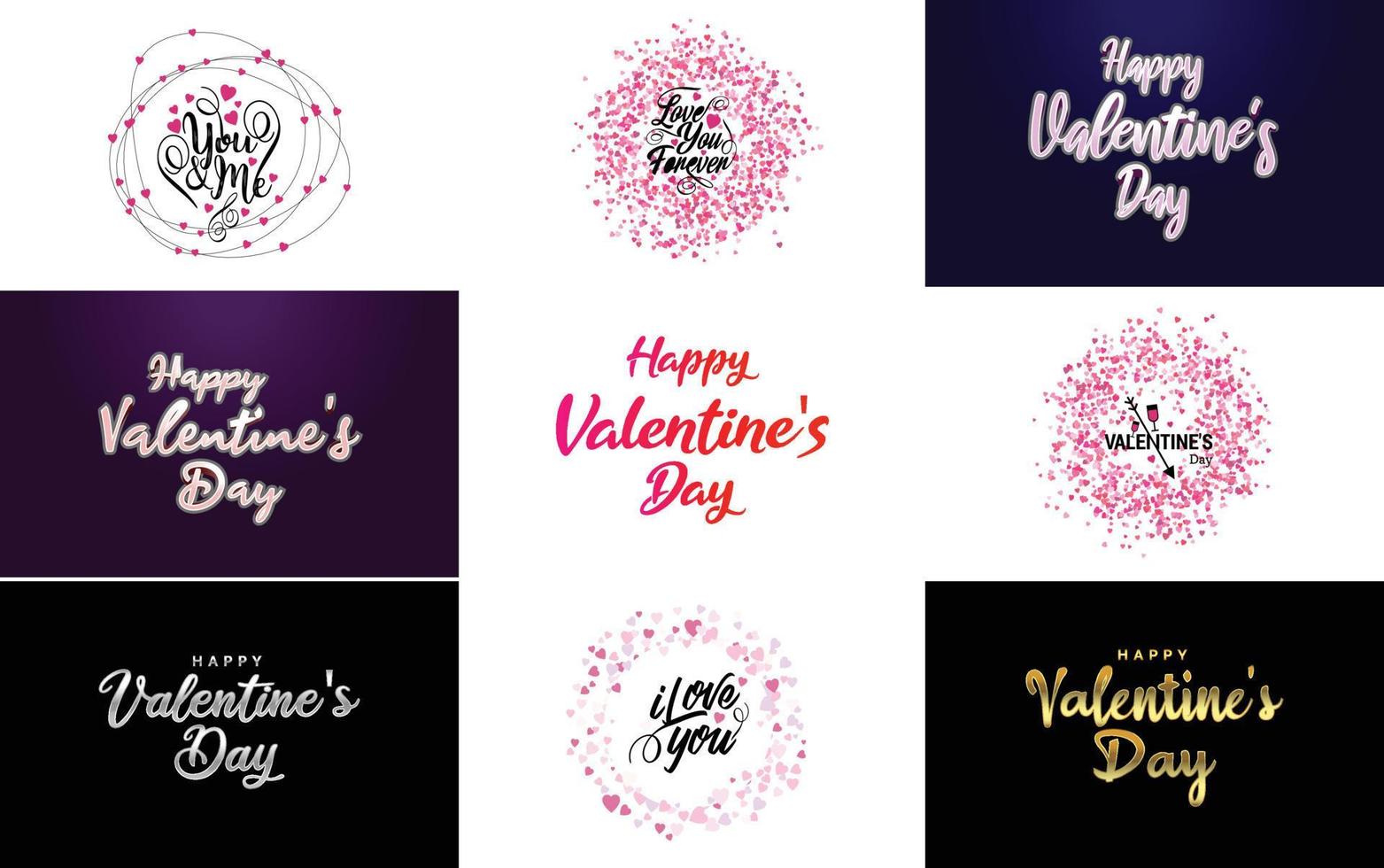 Happy Valentine's Day greeting card template with a floral theme and a pink color scheme vector