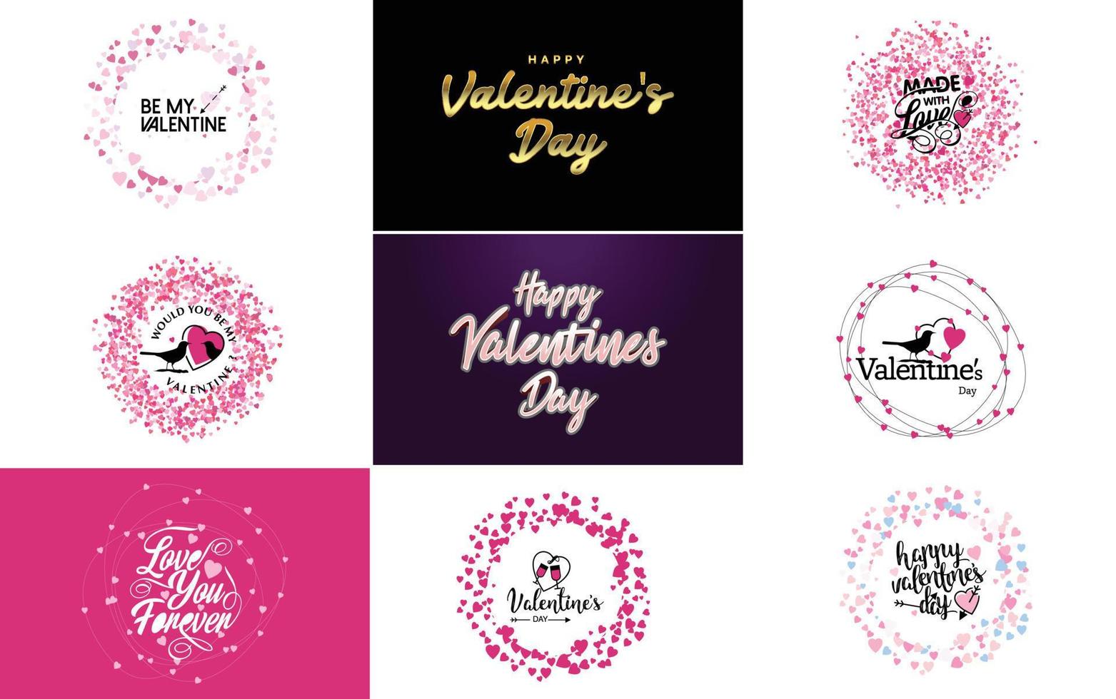 Happy Valentine's Day typography poster with handwritten calligraphy text. isolated on white background vector illustration