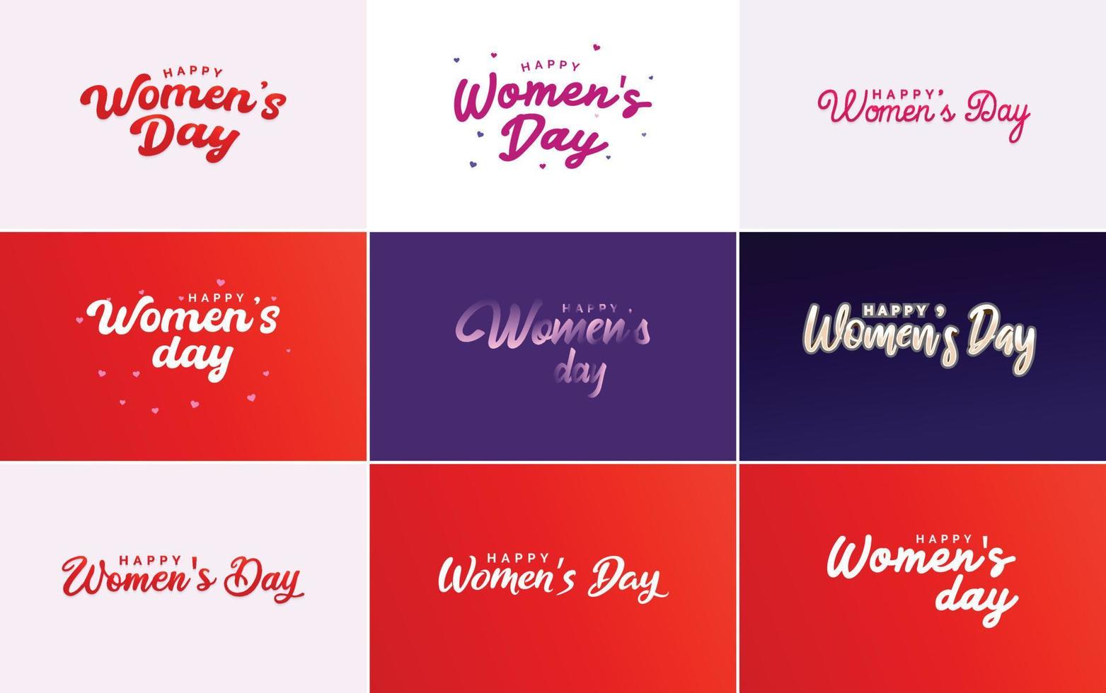 March 8 typographic design set with Happy Women's Day text vector
