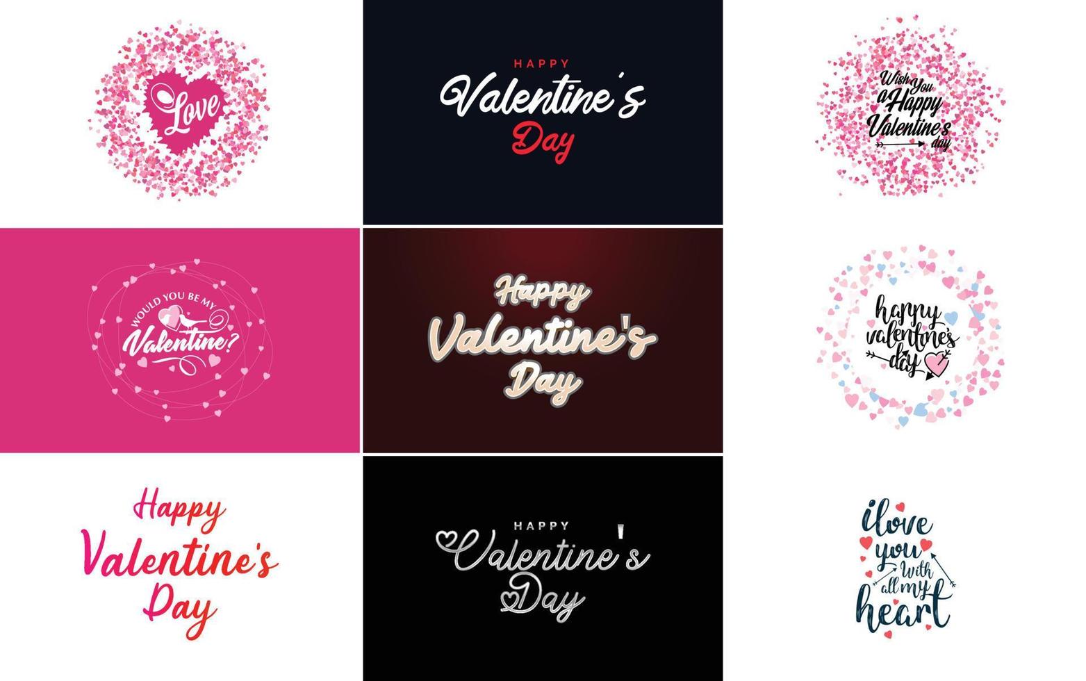 Happy Valentine's Day greeting card template with a floral theme and a pink color scheme vector