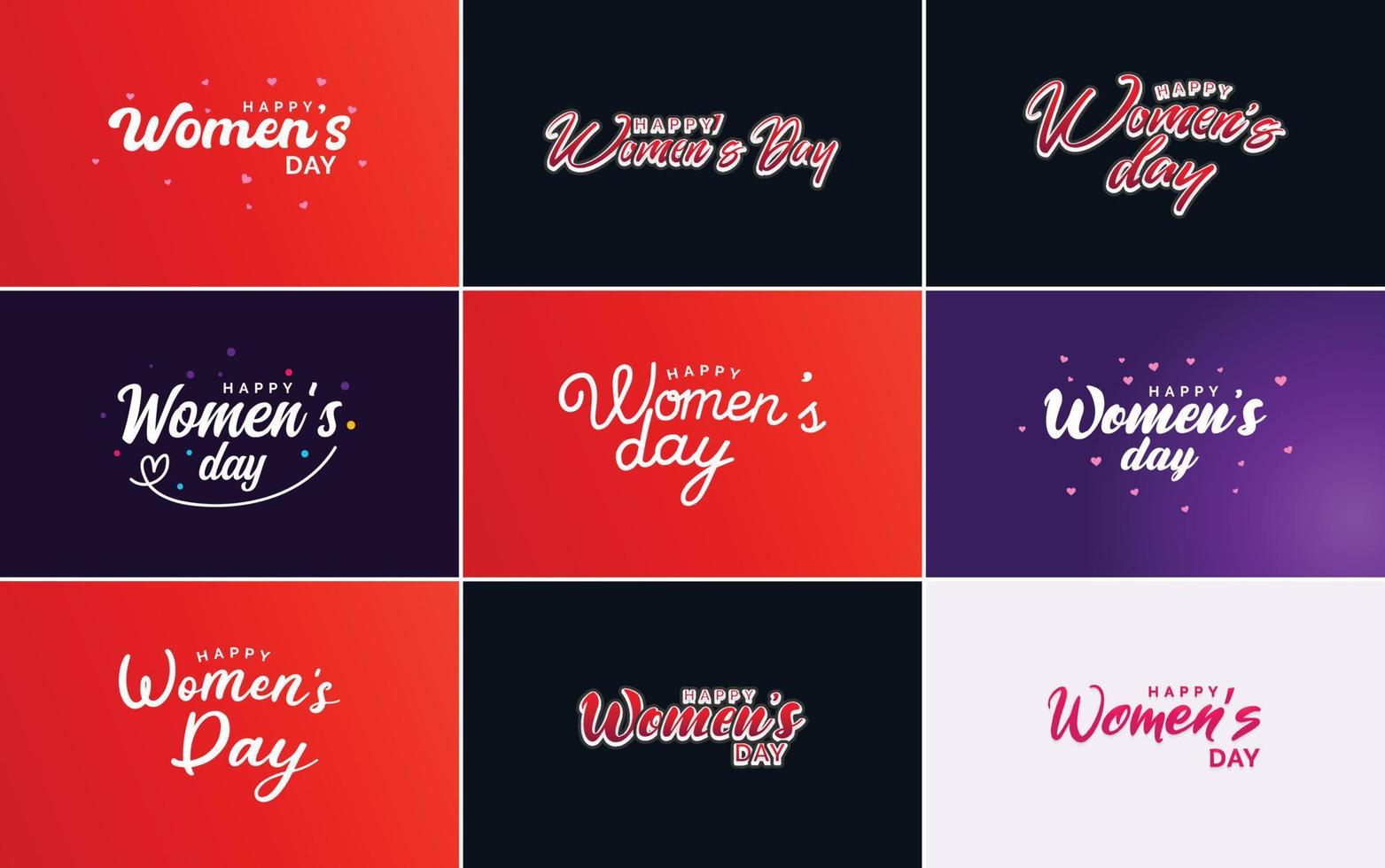 March 8 typographic design set with Happy Women's Day text vector