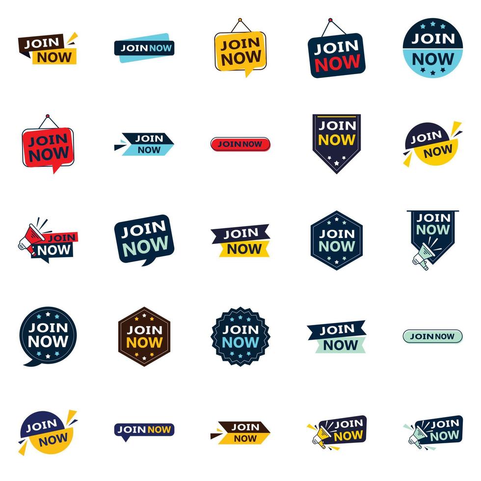 25 diseños tipográficos profesionales para animar a unirse únete ahora vector