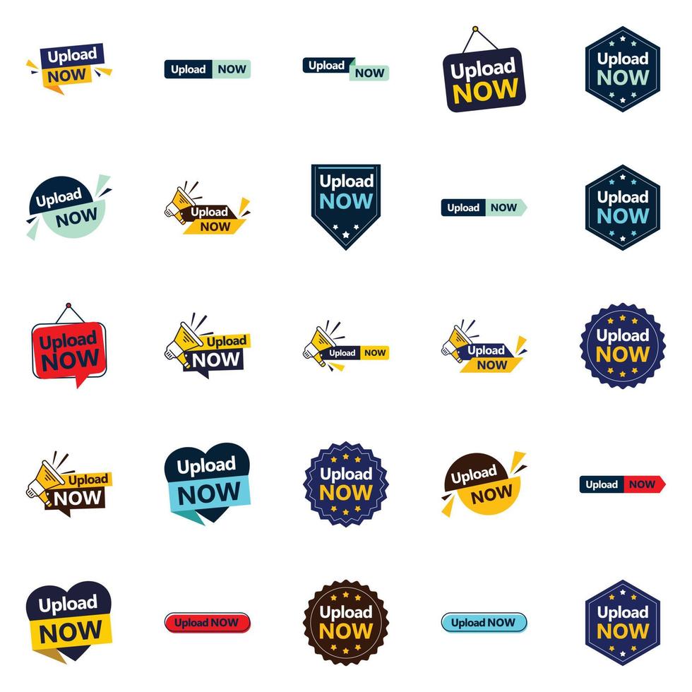 25 High quality Vector Designs in the Upload Now Pack Perfect for Marketing Professionals