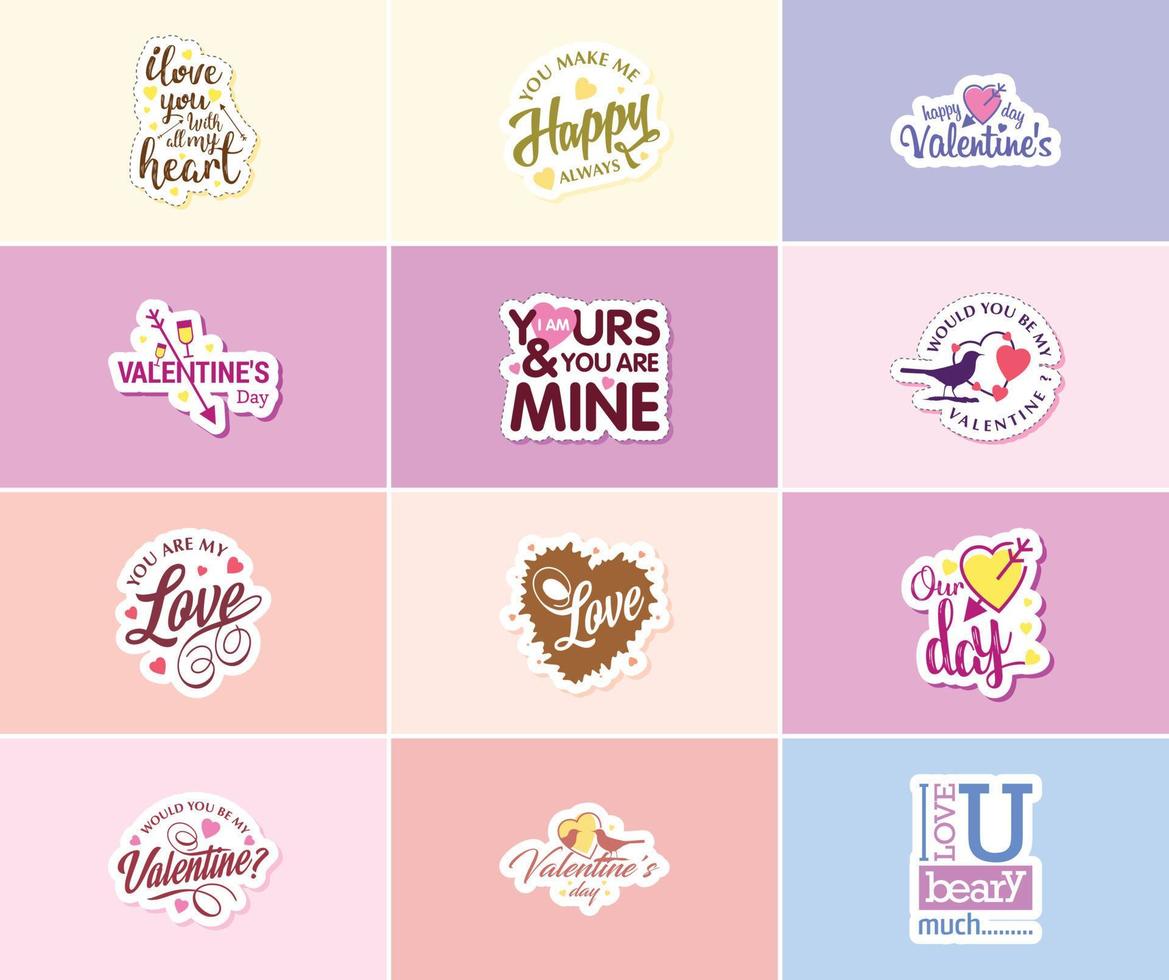 Love Lettering and Graphic Stickers for the Most Romantic Day of the Year vector