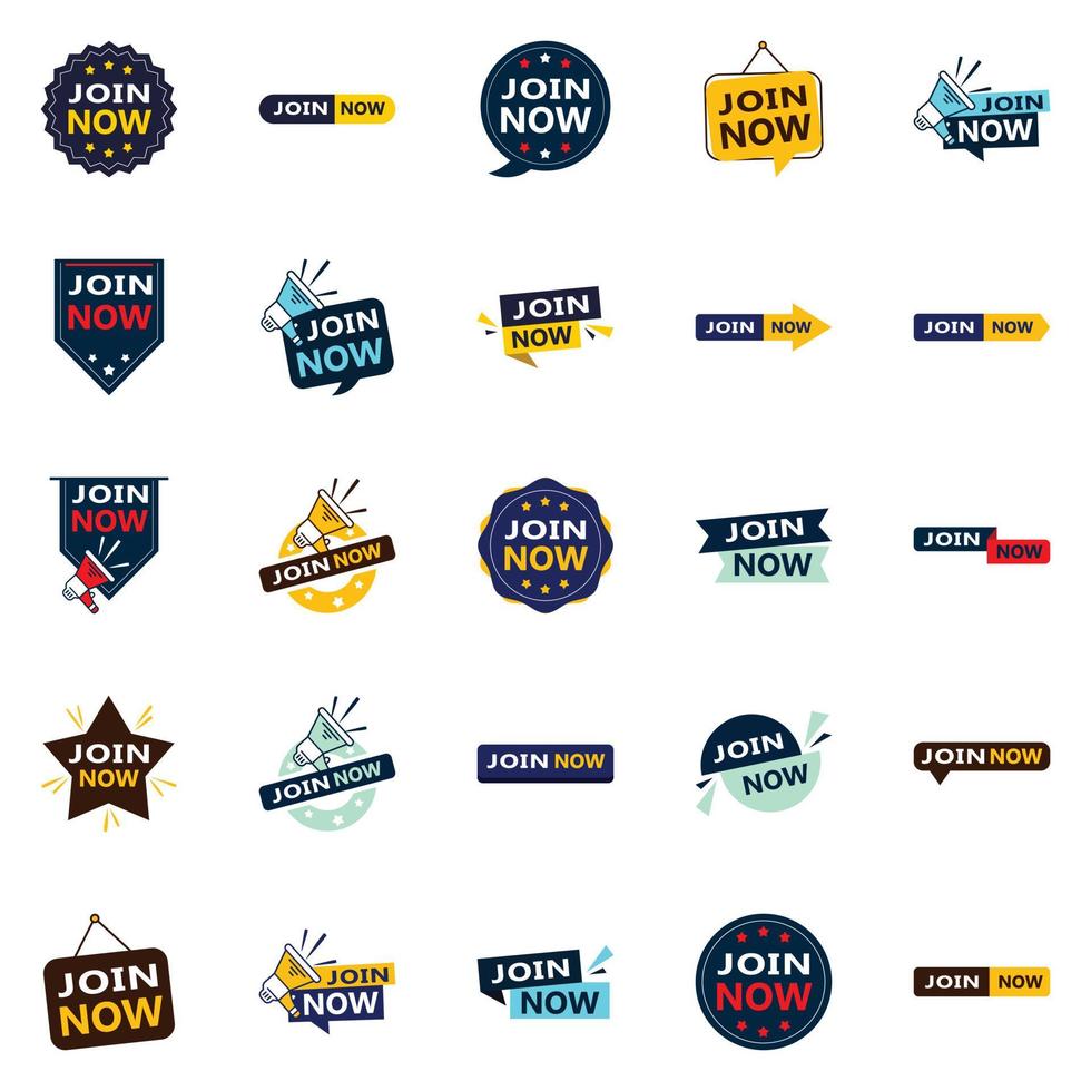 25 High quality Typographic Designs for a professional membership promotion Join Now vector