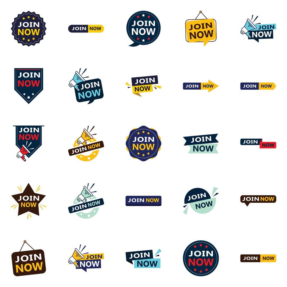 25 High quality Typographic Designs for a professional membership promotion Join Now vector