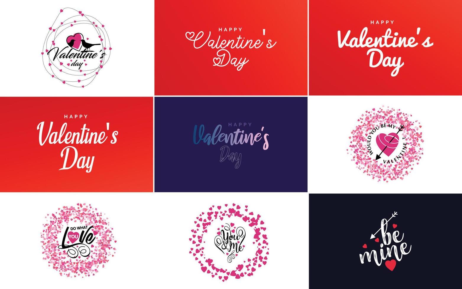 Happy Valentine's Day typography poster with handwritten calligraphy text. isolated on white background vector illustration