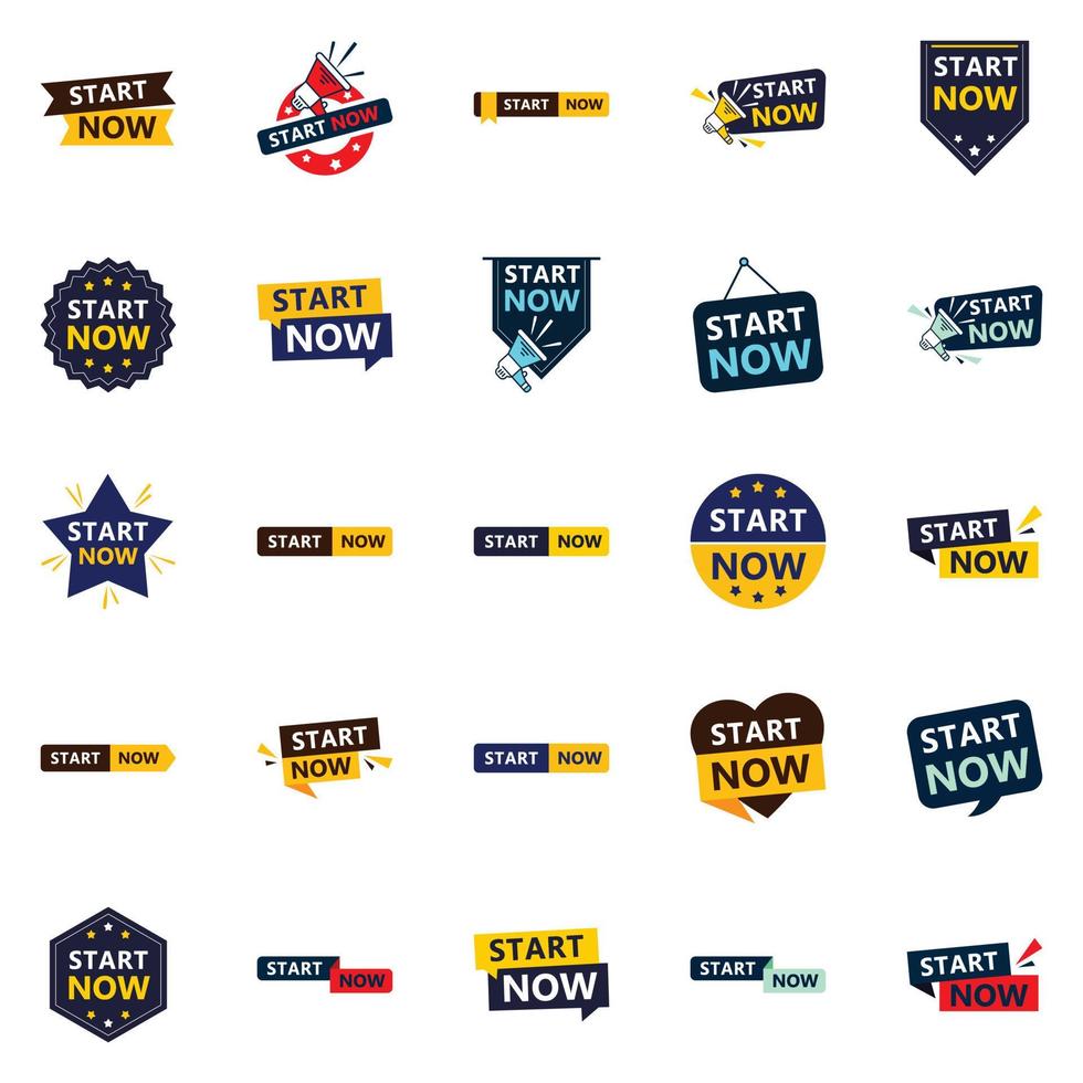 25 Professional Typographic Designs for a refined starting message Start Now vector