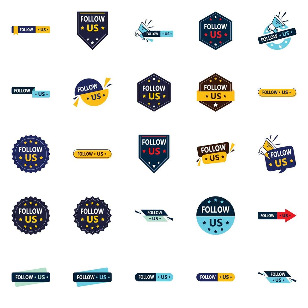Grow Your Social Media Following 25 Follow Us Designs vector