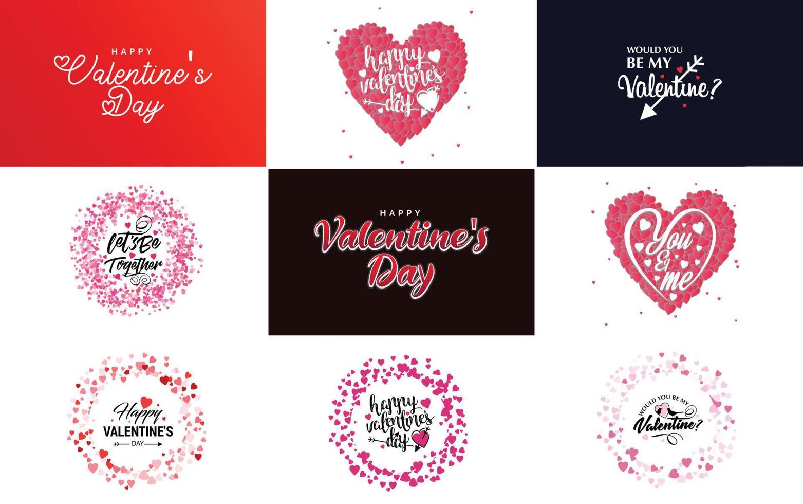 Happy Valentine's Day hand lettering calligraphy text and heart. isolated on white background vector illustration