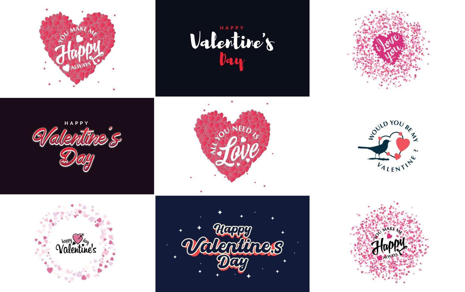 Happy Valentine's Day typography poster with handwritten calligraphy text. isolated on white background vector illustration