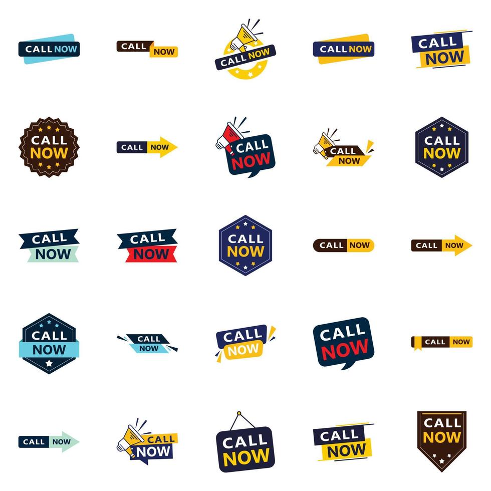 Call Now 25 Fresh Typographic Elements for a modern calling promotion vector