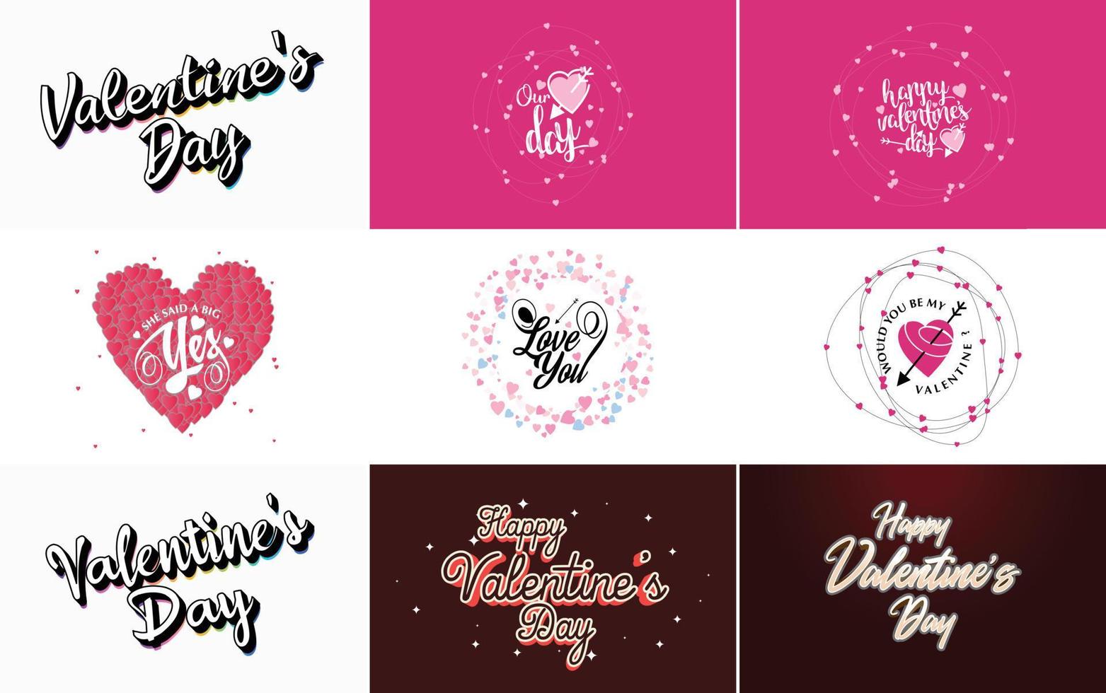 Happy Valentine's Day typography poster with handwritten calligraphy text. isolated on white background vector illustration