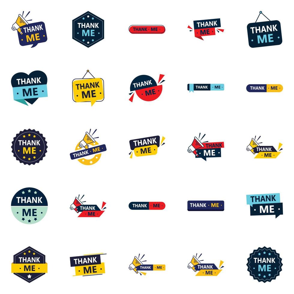 Get More Recognition with Our Pack of 25 Thank Me Banners vector