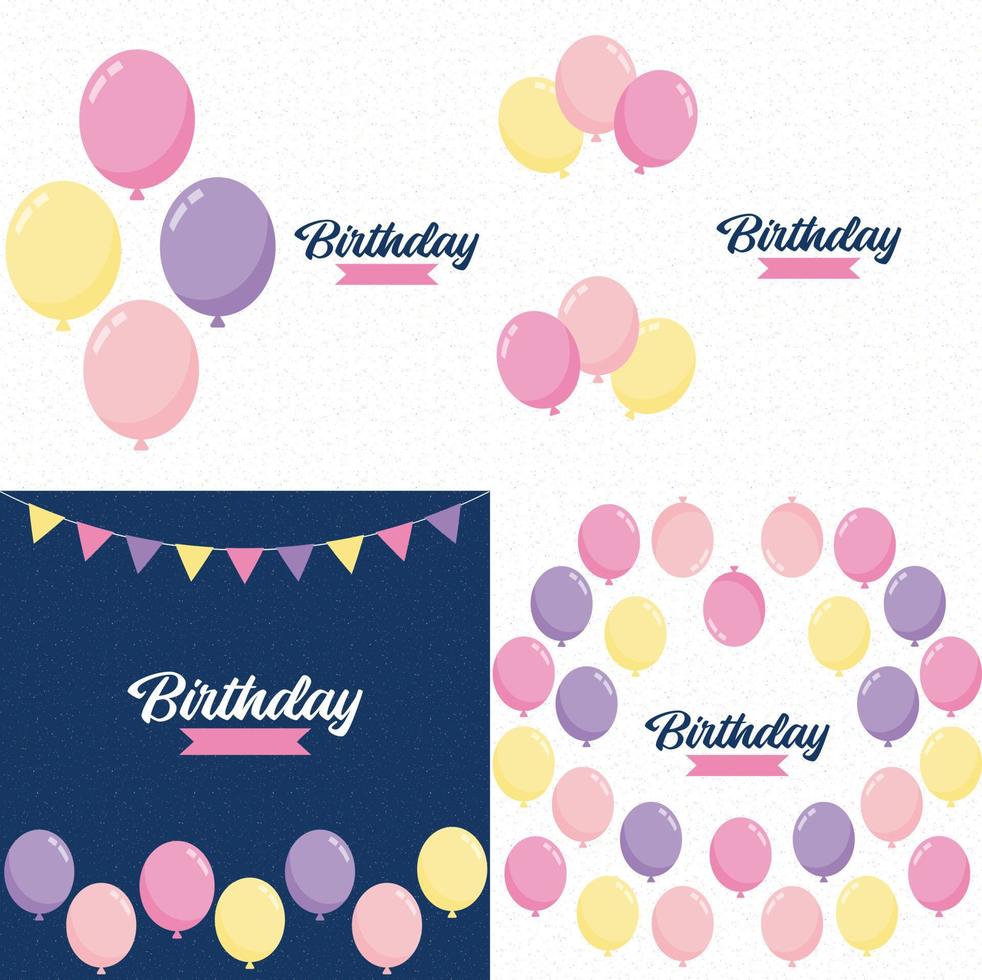 Ilustración de vector de fondo de banner de globos de feliz cumpleaños brillante colorido en formato eps10