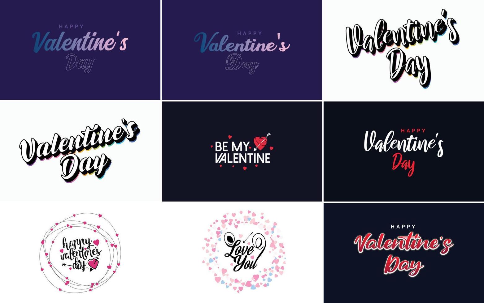 Happy Valentine's Day typography poster with handwritten calligraphy text. isolated on white background vector illustration