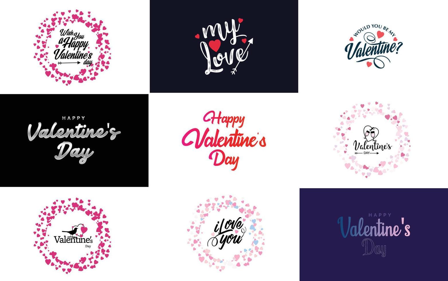 Happy Valentine's Day hand-drawn lettering vector illustration suitable for use in design of flyers. invitations. posters. brochures. and banners