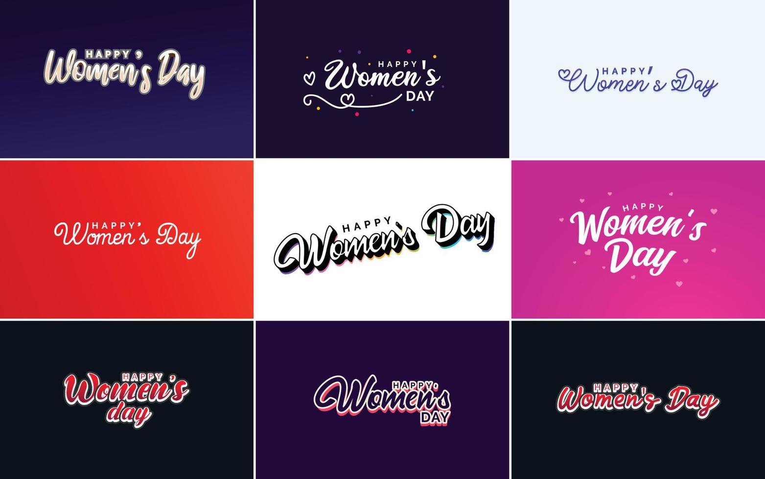Happy Women's Day design with a realistic illustration of a bouquet of flowers and a banner reading March 8. featuring a gradient color scheme vector