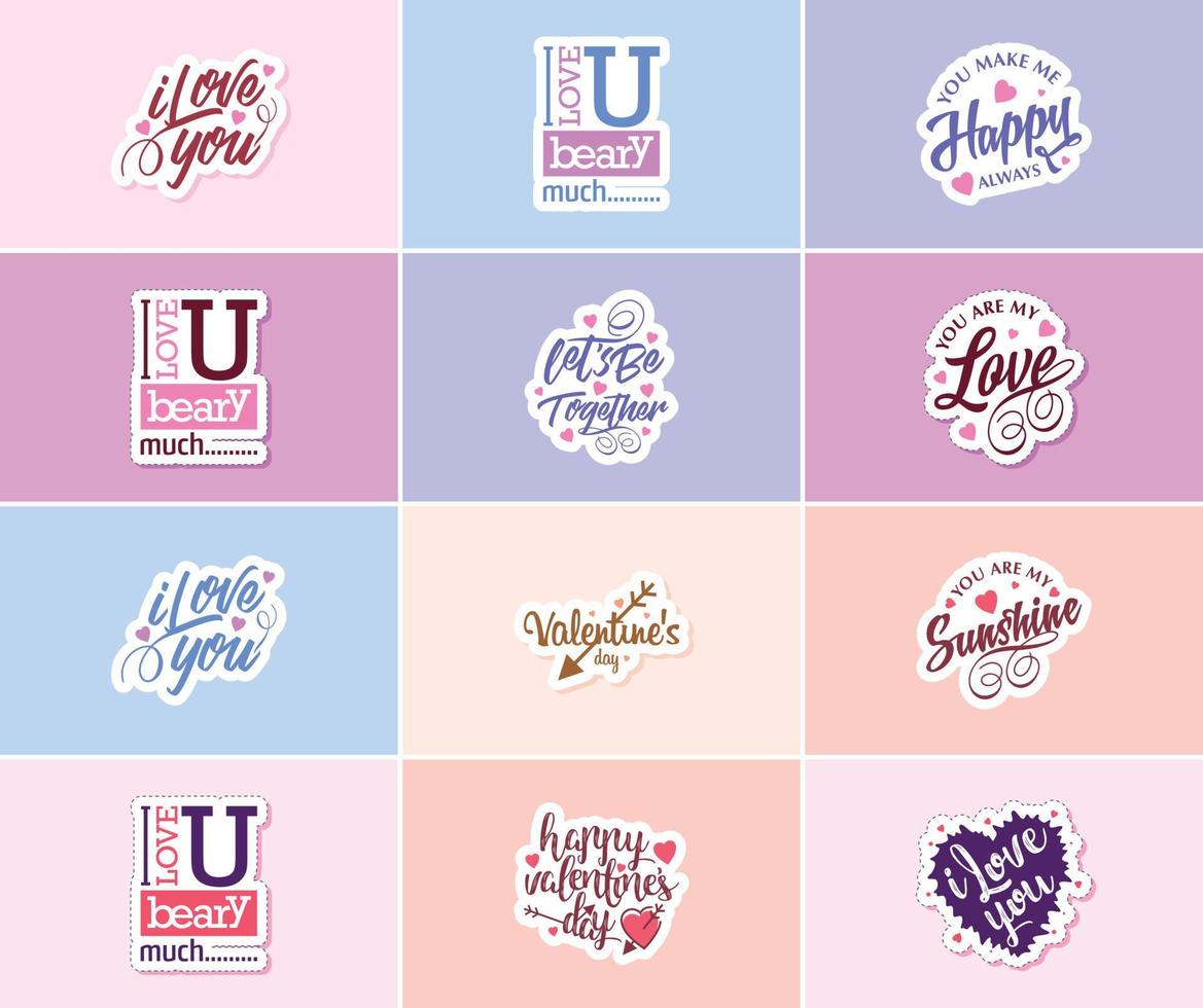 Express Your Love with Valentine's Day Typography and Graphics Stickers vector
