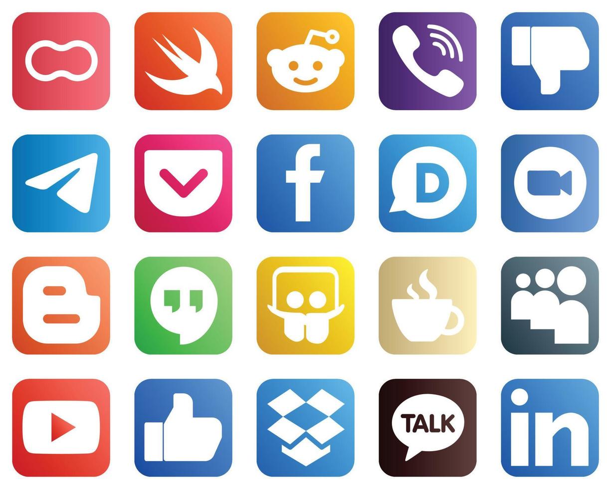 Complete Social Media Icon Pack 20 icons such as disqus. fb. dislike and facebook icons. High resolution and fully customizable vector