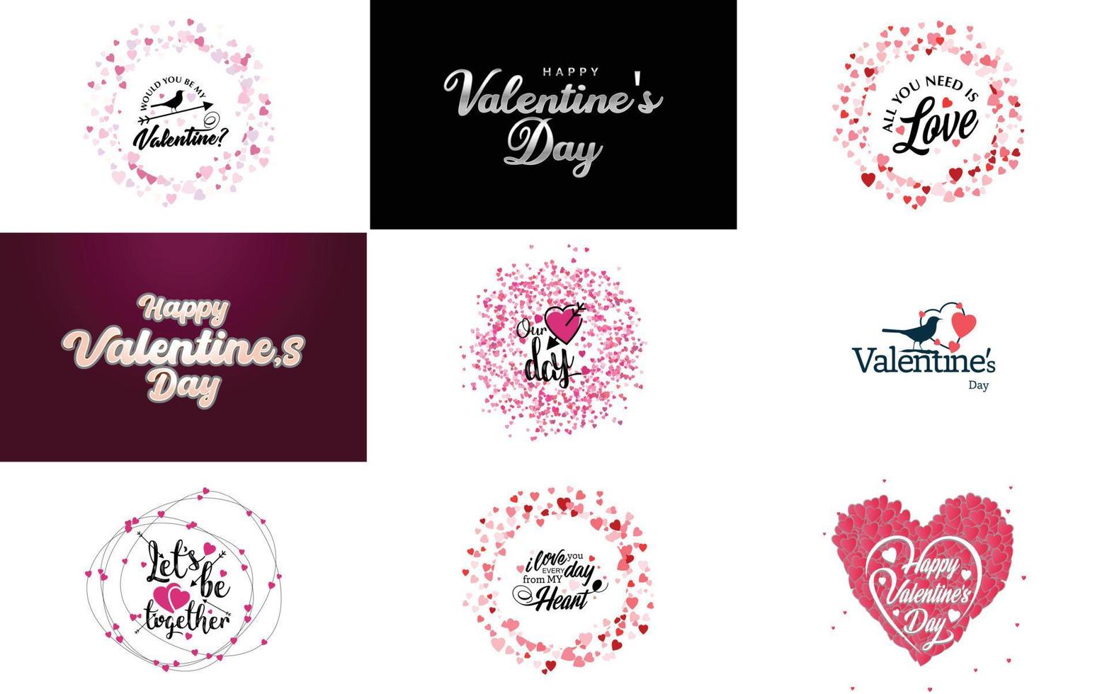 Happy Valentine's Day hand lettering calligraphy text and heart. isolated on white background vector illustration
