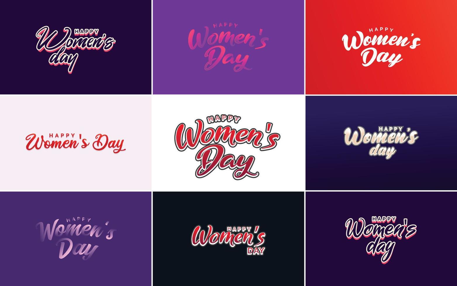 Set of cards with International Women's Day logo and a bright. colorful design vector