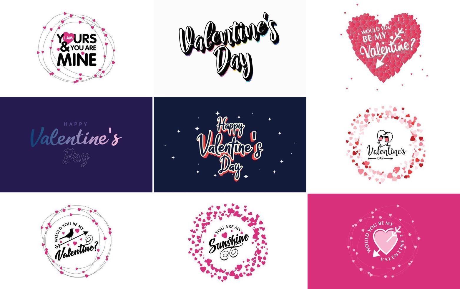 Vector illustration of a heart-shaped wreath with Happy Valentine's Day text