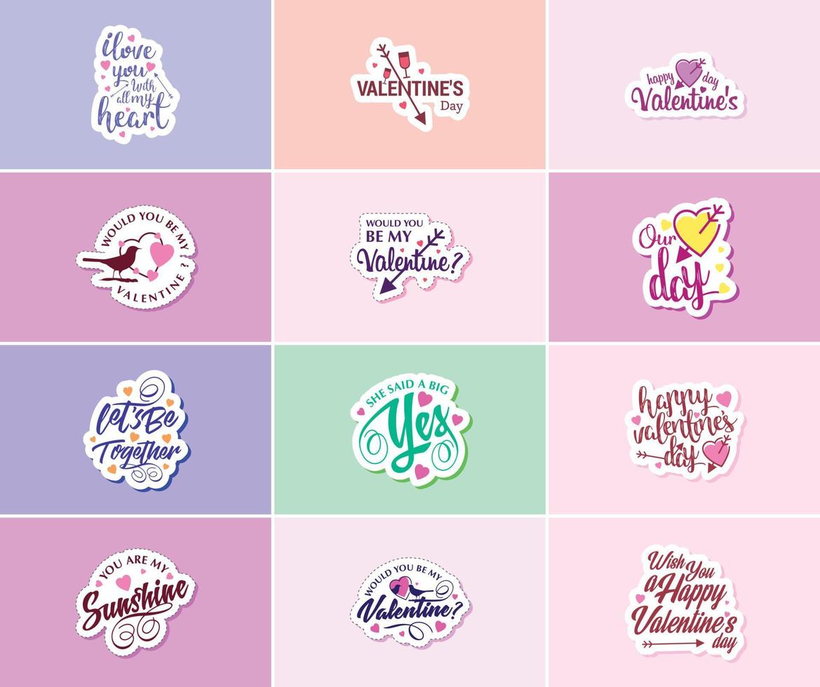 Heartwarming Valentine's Day Typography Stickers vector