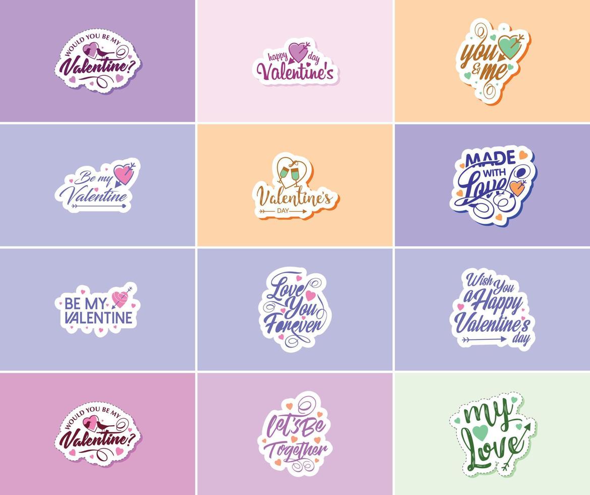 Celebrating Love on Valentine's Day with Stunning Design Stickers vector