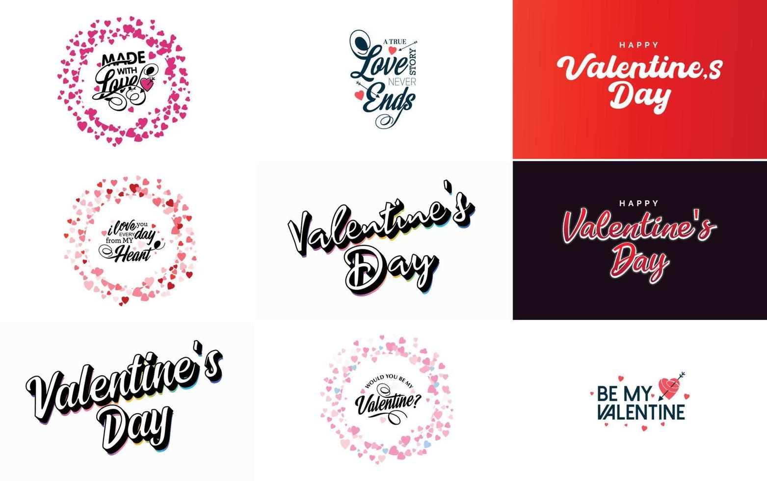 Happy Valentine's Day typography poster with handwritten calligraphy text. isolated on white background vector illustration