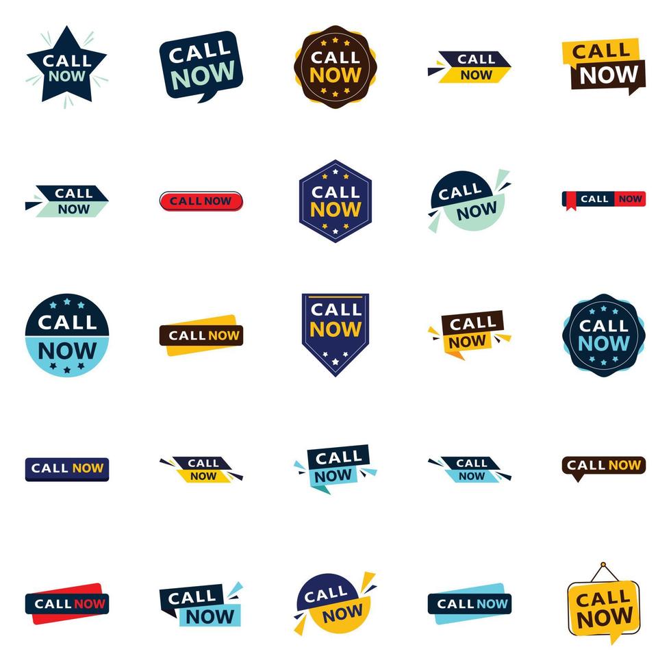 llame ahora 25 nuevos diseños tipográficos para una campaña de llamada a la acción actualizada vector