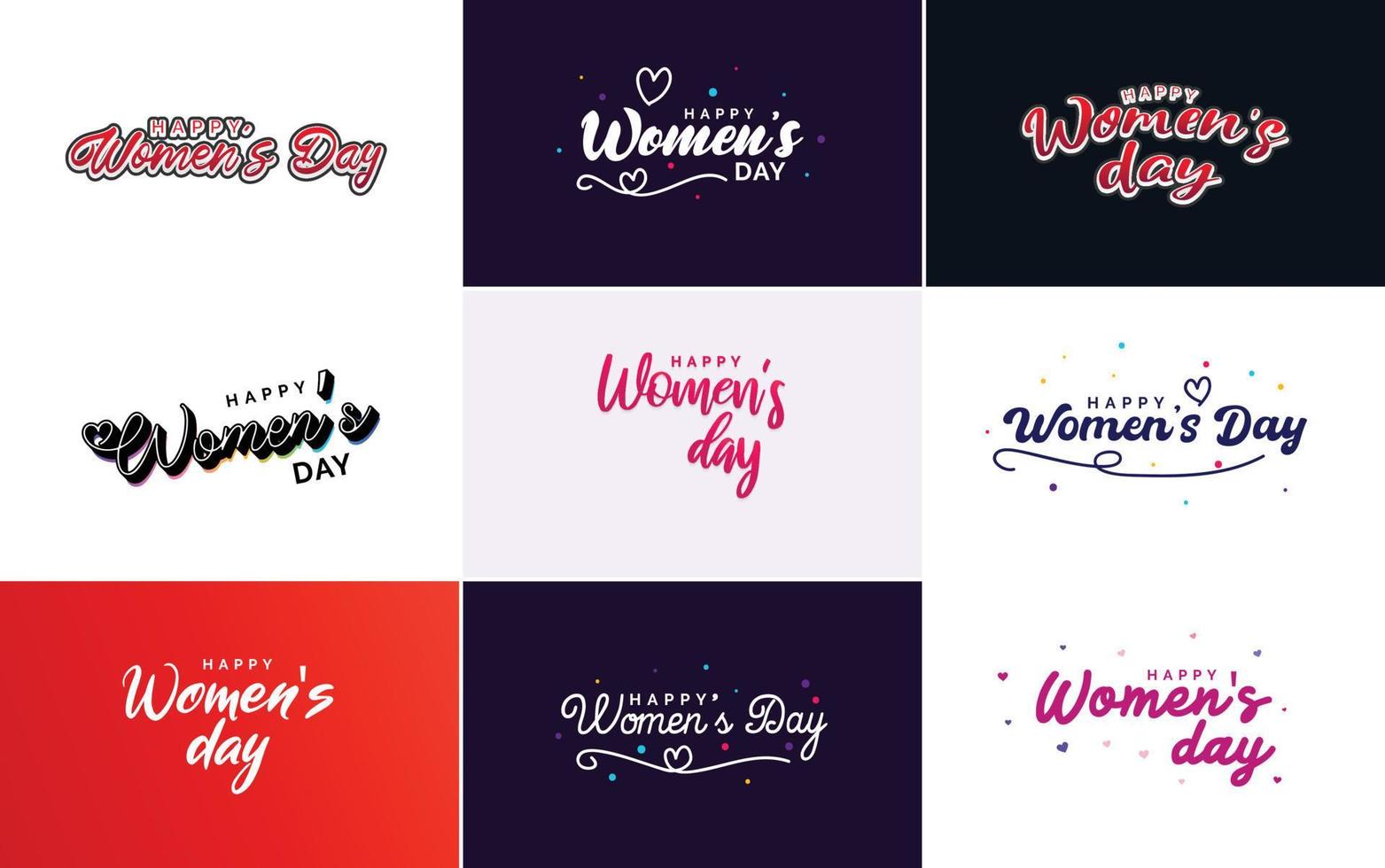 International Women's Day lettering with a love shape. suitable for use in cards. invitations. banners. posters. postcards. stickers. and social media posts vector