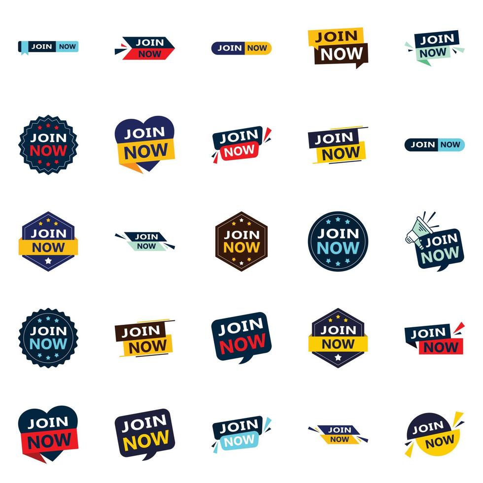 25 banners tipográficos innovadores para una promoción de membresía contemporánea vector