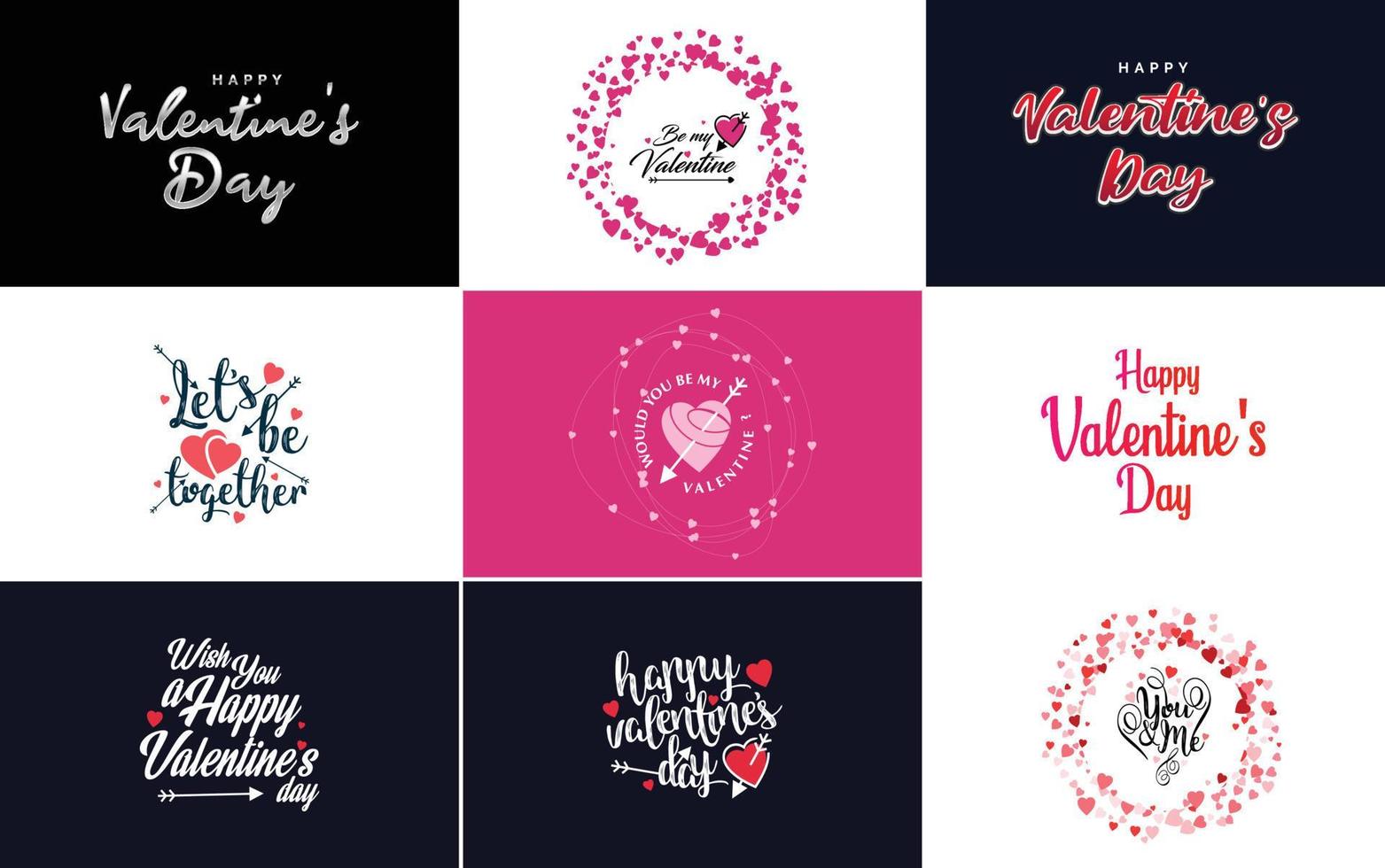 Happy Valentine's Day greeting card template with a romantic theme and a red color scheme vector