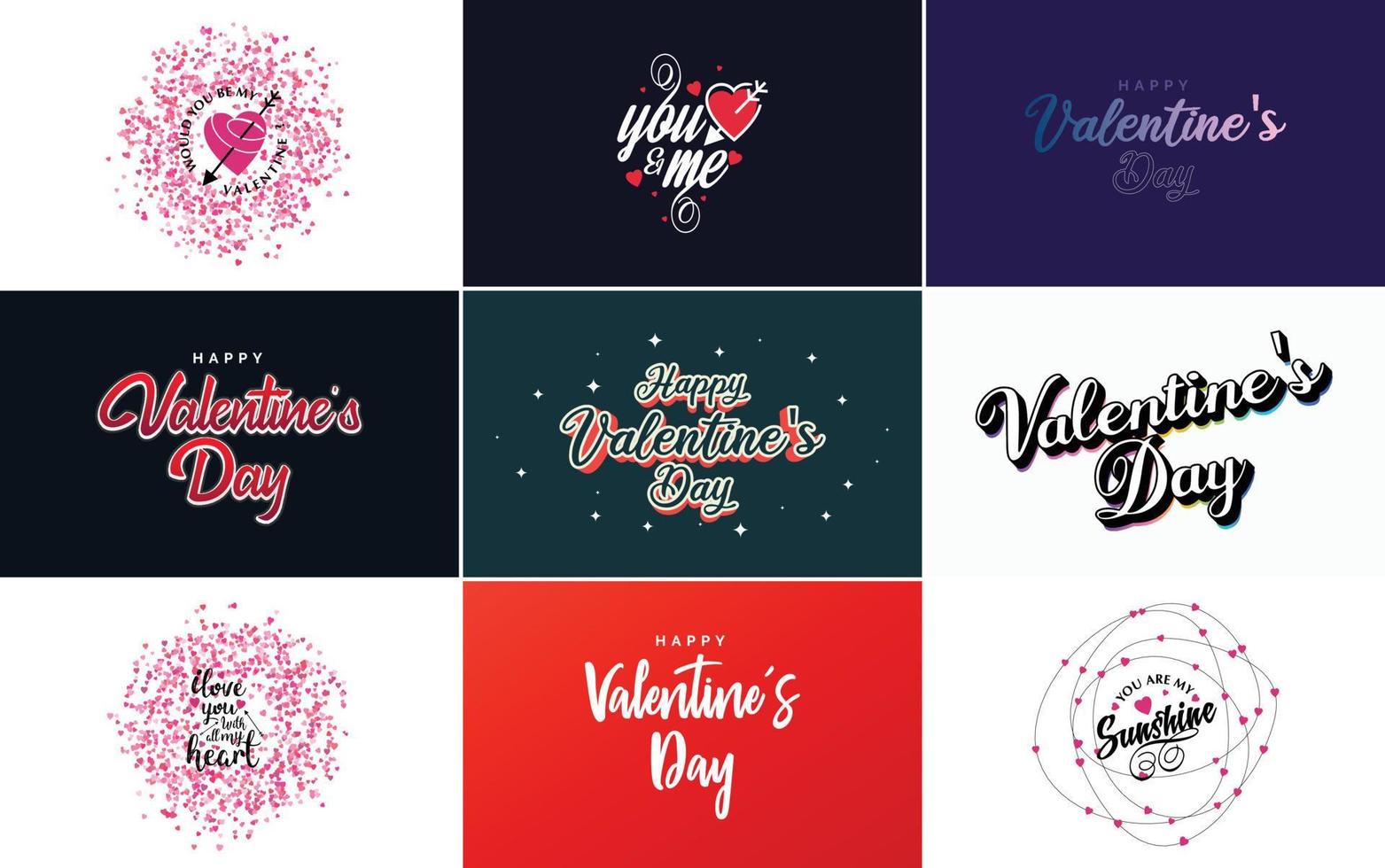 Happy Valentine's Day typography poster with handwritten calligraphy text. isolated on white background vector illustration