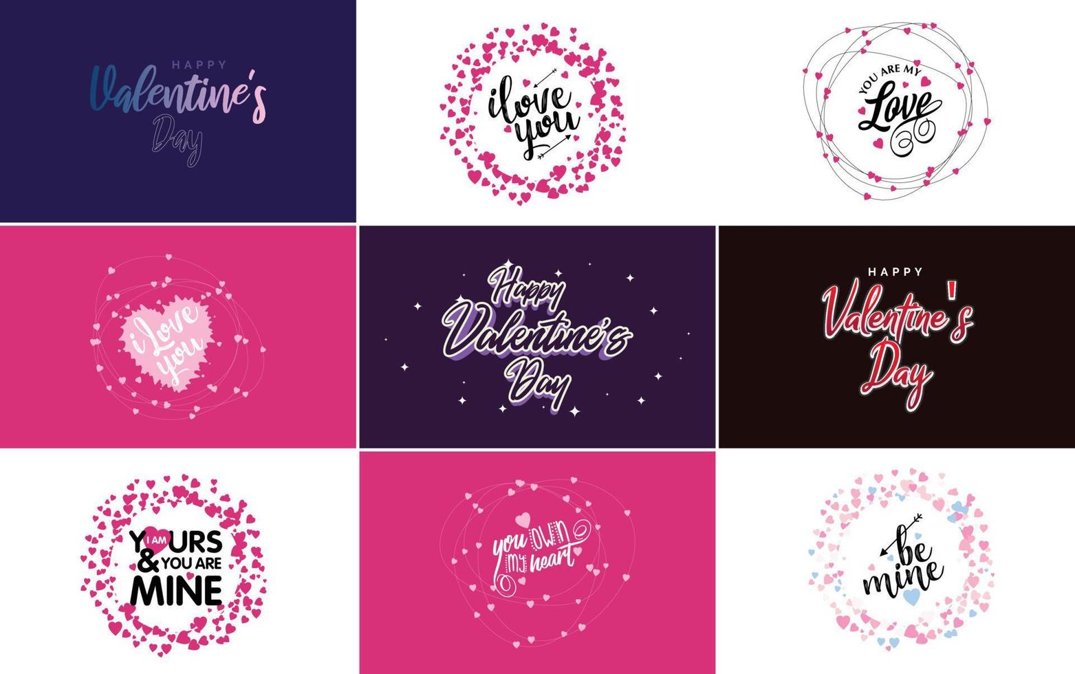 Happy Valentine's Day hand-drawn lettering vector illustration suitable for use in design of flyers. invitations. posters. brochures. and banners