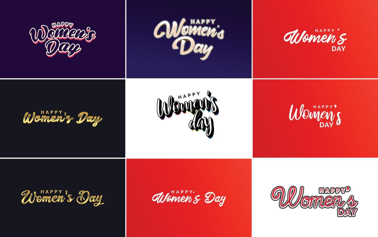March 8 typographic design set with Happy Women's Day text vector
