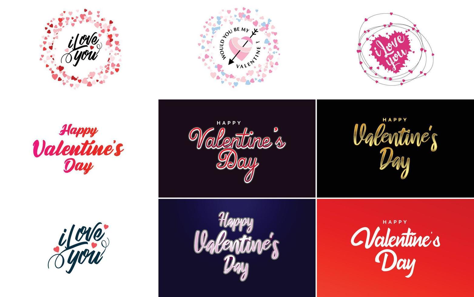 Happy Valentine's Day hand-drawn lettering vector illustration suitable for use in design of flyers. invitations. posters. brochures. and banners