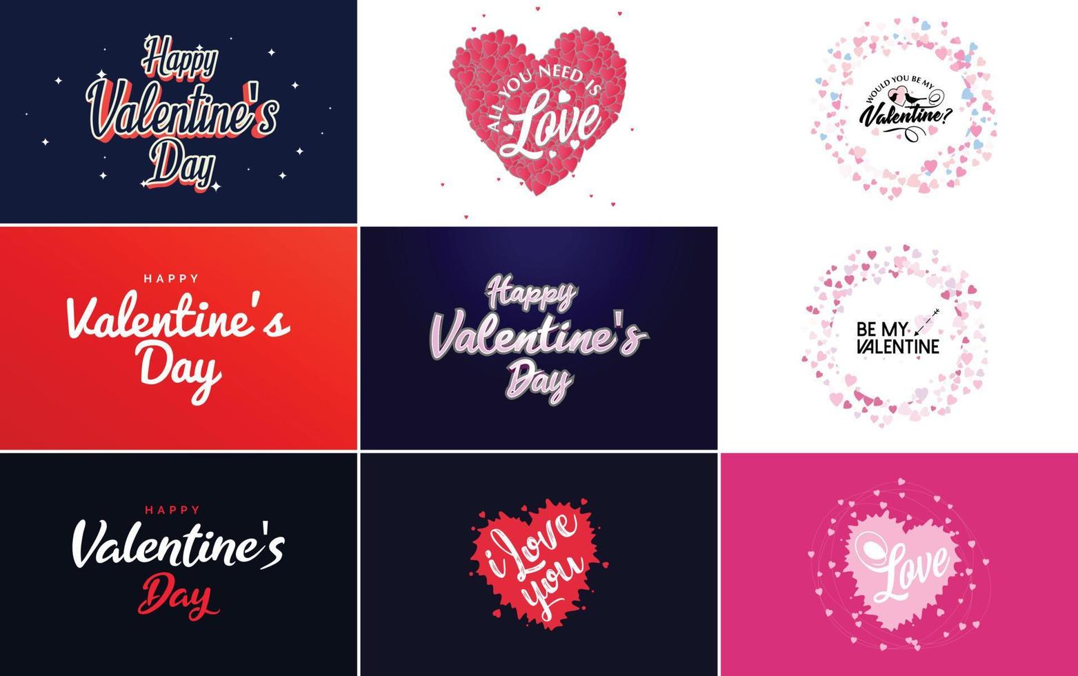 Happy Valentine's Day hand-drawn lettering vector illustration suitable for use in design of flyers. invitations. posters. brochures. and banners