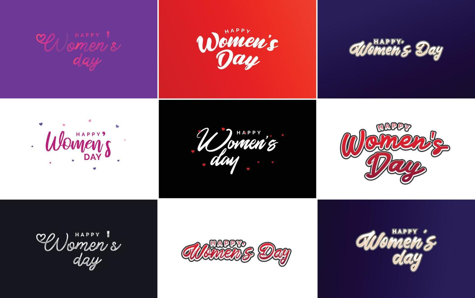 Pink Happy Women's Day typographical design elements set for greeting cards vector