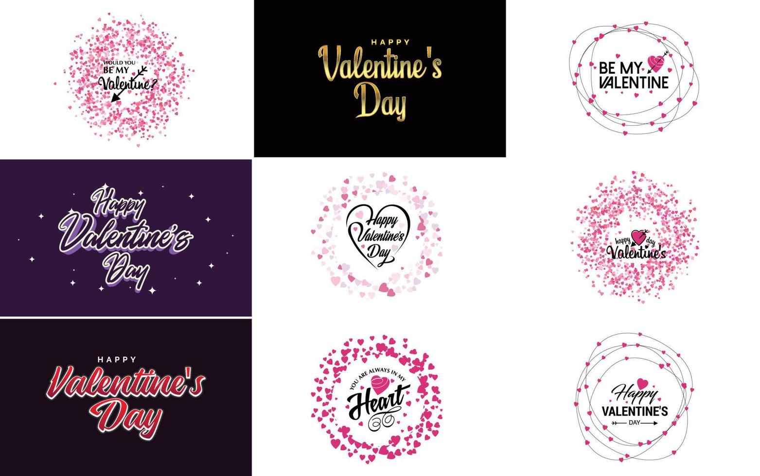 Happy Valentine's Day typography design with a heart-shaped balloon and a gradient color scheme vector