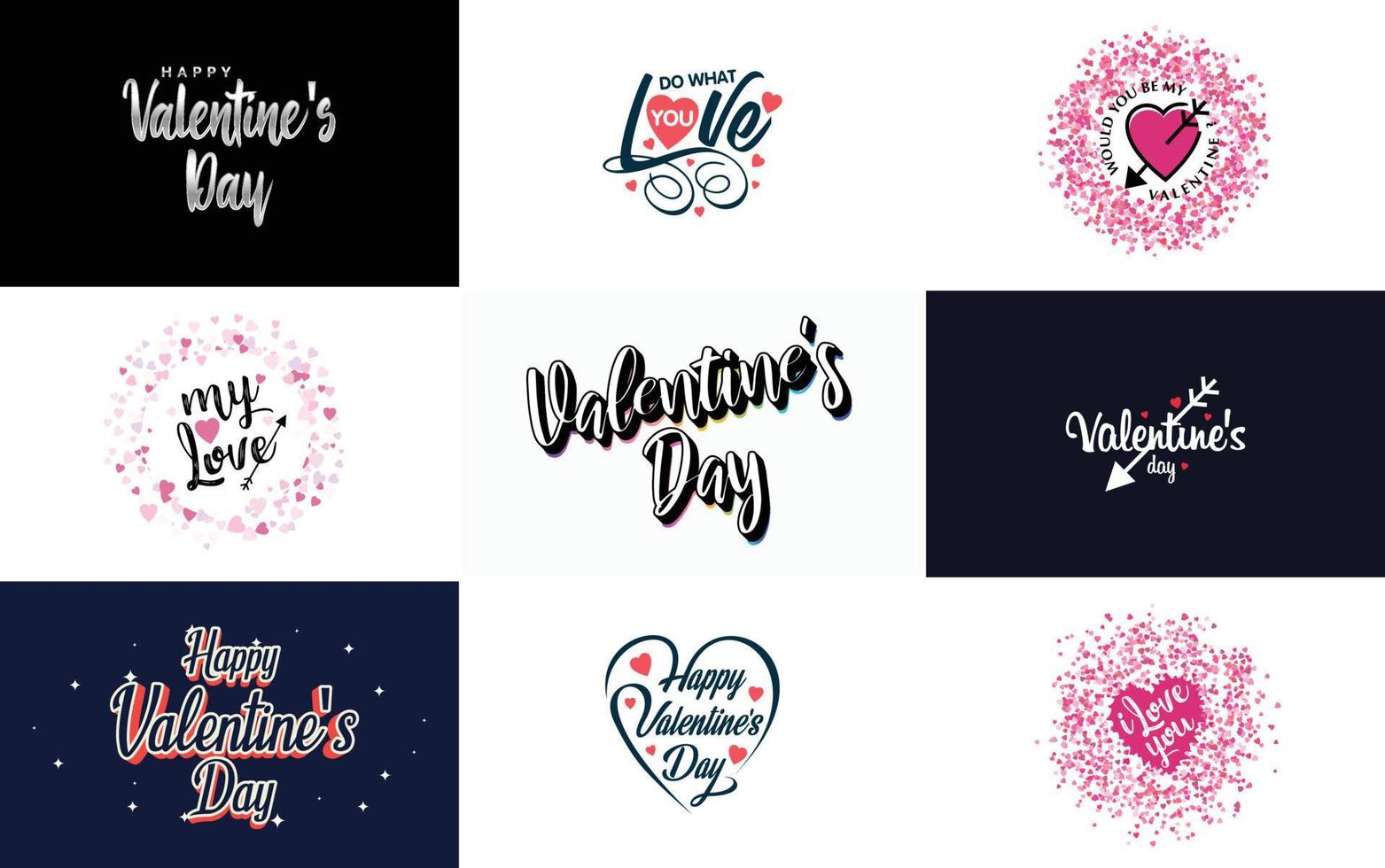 Happy Valentine's Day typography poster with handwritten calligraphy text. isolated on white background vector