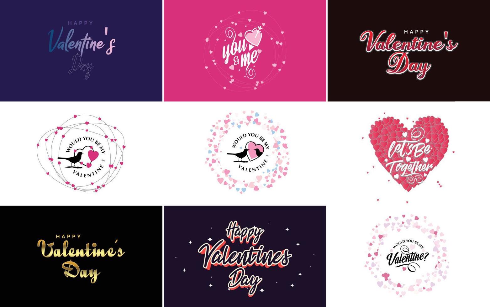 plantilla de banner de feliz día de san valentín con un tema romántico y un esquema de color rosa y rojo vector