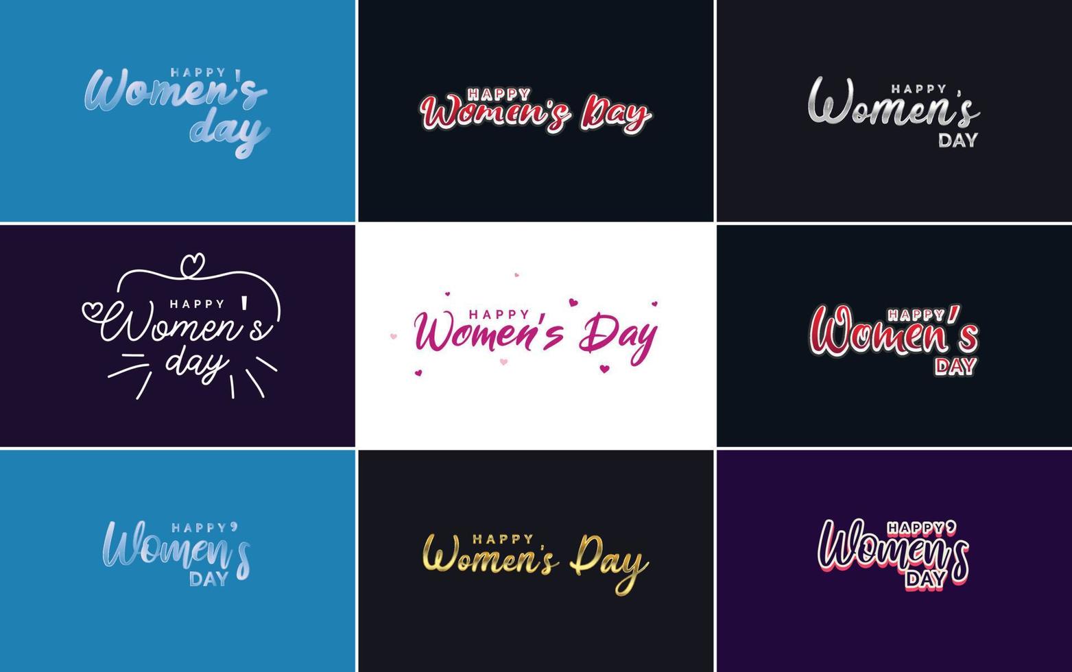 Pink Happy Women's Day typographical design elements set for greeting cards vector