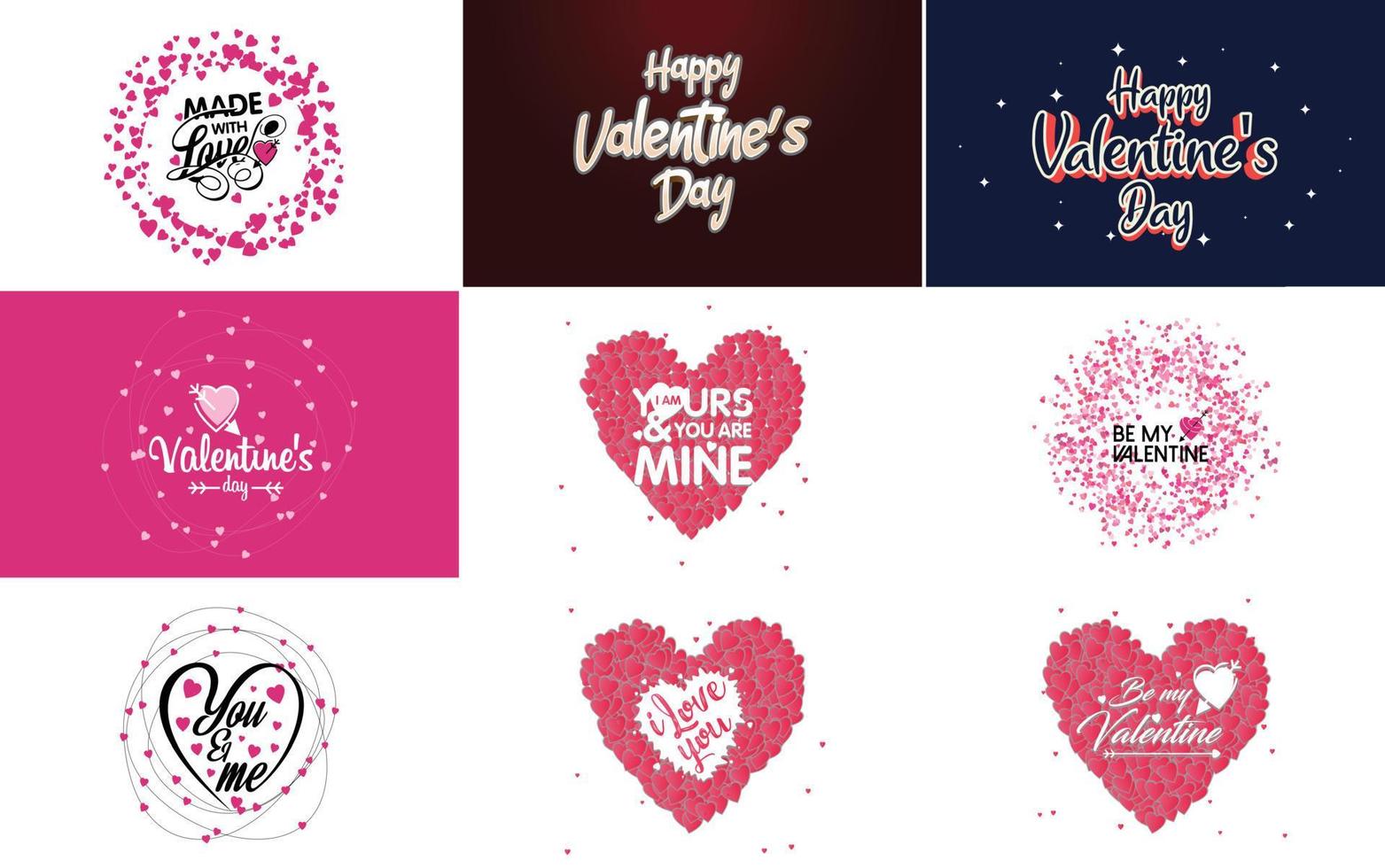 Happy Valentine's Day greeting card template with a floral theme and a pink color scheme vector