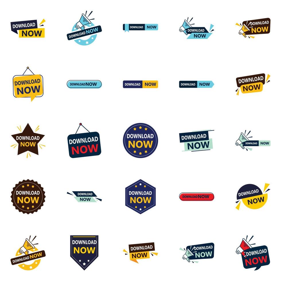 Download now banner pack 25 different styles vector