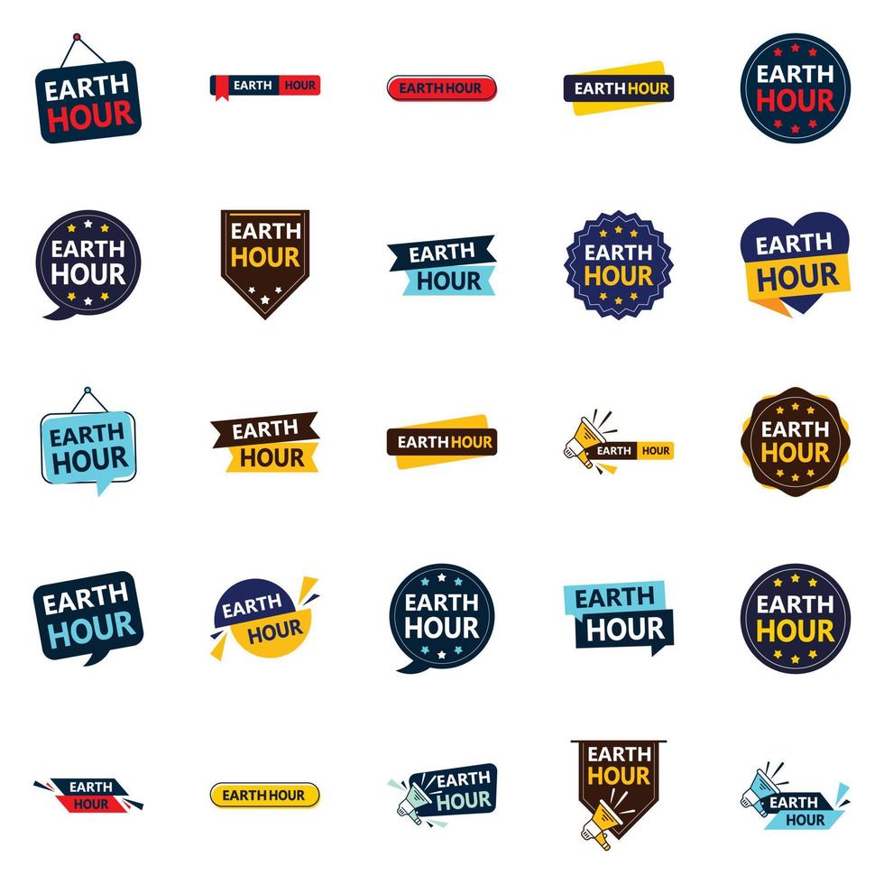 25 Customizable Vector Designs in the Earth Hour Bundle Perfect for Sustainability Education and Outreach