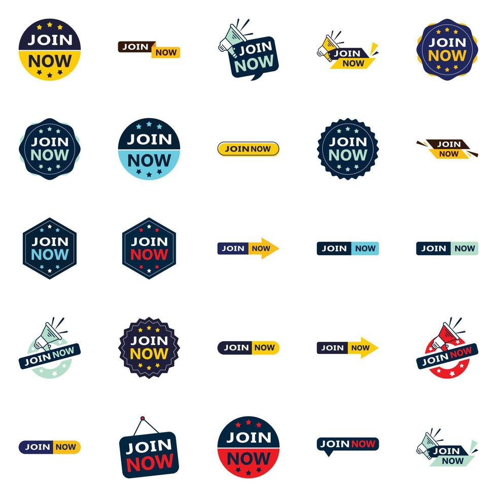 Join Now 25 Fresh Typographic Elements for a modern recruitment campaign vector